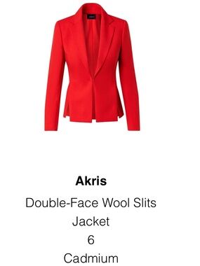 Akris Cadmium Red Tailored Double-Face Wool Blazer
